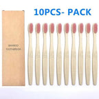 10 Pcs Natural Colorful Toothbrush Eco Friendly Soft Bamboo Toothbrush Bamboo Tooth Dental Oral Care Wood Tooth Brushes Stevvex