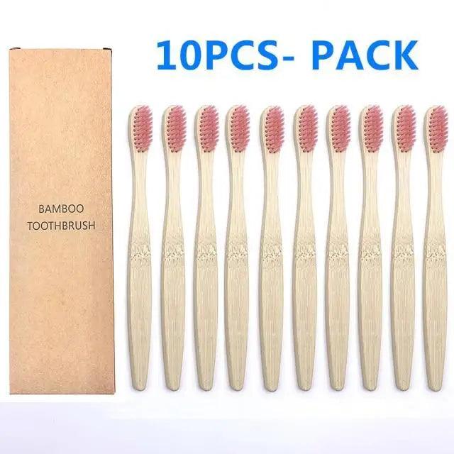 10 Pcs Natural Colorful Toothbrush Eco Friendly Soft Bamboo Toothbrush Bamboo Tooth Dental Oral Care Wood Tooth Brushes Stevvex