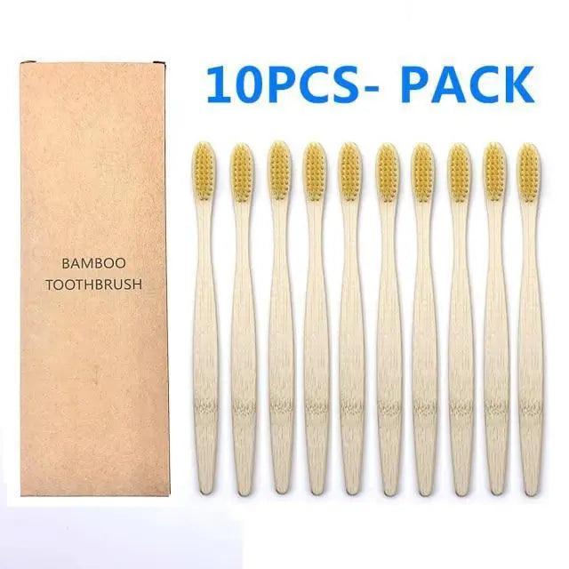 10 Pcs Natural Colorful Toothbrush Eco Friendly Soft Bamboo Toothbrush Bamboo Tooth Dental Oral Care Wood Tooth Brushes Stevvex