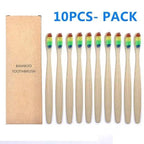 10 Pcs Natural Colorful Toothbrush Eco Friendly Soft Bamboo Toothbrush Bamboo Tooth Dental Oral Care Wood Tooth Brushes Stevvex