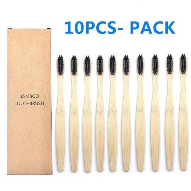 10 Pcs Natural Colorful Toothbrush Eco Friendly Soft Bamboo Toothbrush Bamboo Tooth Dental Oral Care Wood Tooth Brushes Stevvex