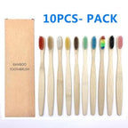10 Pcs Natural Colorful Toothbrush Eco Friendly Soft Bamboo Toothbrush Bamboo Tooth Dental Oral Care Wood Tooth Brushes Stevvex