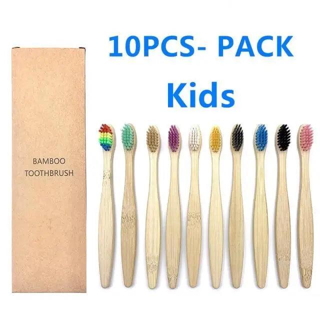 10 Pcs Natural Colorful Toothbrush Eco Friendly Soft Bamboo Toothbrush Bamboo Tooth Dental Oral Care Wood Tooth Brushes Stevvex