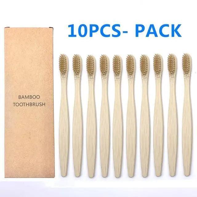 10 Pcs Natural Colorful Toothbrush Eco Friendly Soft Bamboo Toothbrush Bamboo Tooth Dental Oral Care Wood Tooth Brushes Stevvex