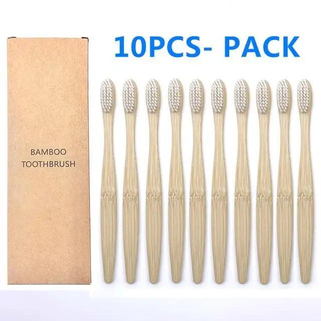 10 Pcs Natural Colorful Toothbrush Eco Friendly Soft Bamboo Toothbrush Bamboo Tooth Dental Oral Care Wood Tooth Brushes Stevvex