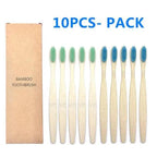 10 Pcs Natural Colorful Toothbrush Eco Friendly Soft Bamboo Toothbrush Bamboo Tooth Dental Oral Care Wood Tooth Brushes Stevvex