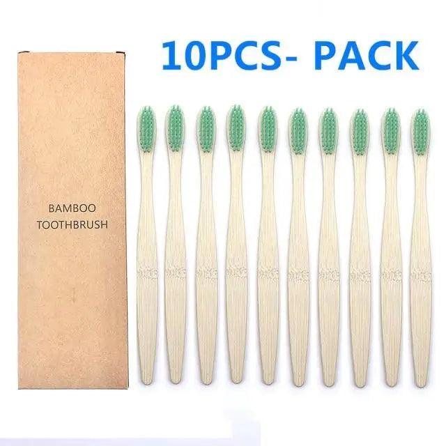 10 Pcs Natural Colorful Toothbrush Eco Friendly Soft Bamboo Toothbrush Bamboo Tooth Dental Oral Care Wood Tooth Brushes Stevvex
