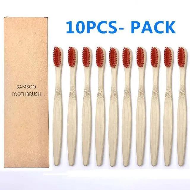 10 Pcs Natural Colorful Toothbrush Eco Friendly Soft Bamboo Toothbrush Bamboo Tooth Dental Oral Care Wood Tooth Brushes Stevvex