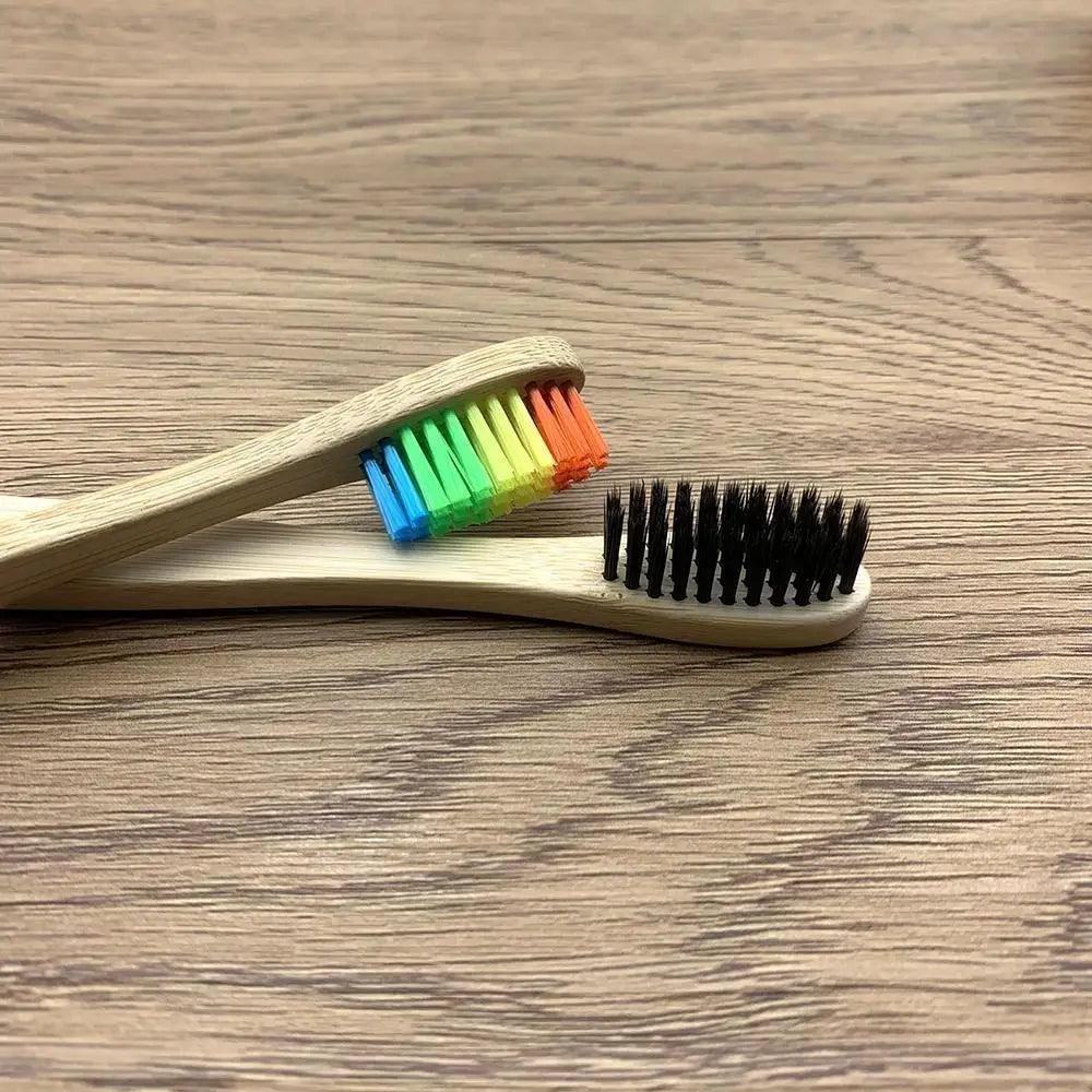 10 Pcs Natural Colorful Toothbrush Eco Friendly Soft Bamboo Toothbrush Bamboo Tooth Dental Oral Care Wood Tooth Brushes Stevvex