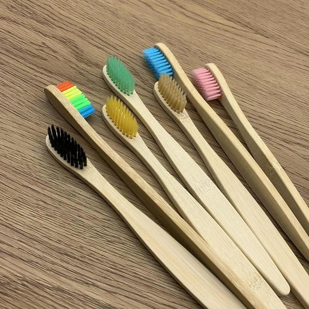 10 Pcs Natural Colorful Toothbrush Eco Friendly Soft Bamboo Toothbrush Bamboo Tooth Dental Oral Care Wood Tooth Brushes Stevvex