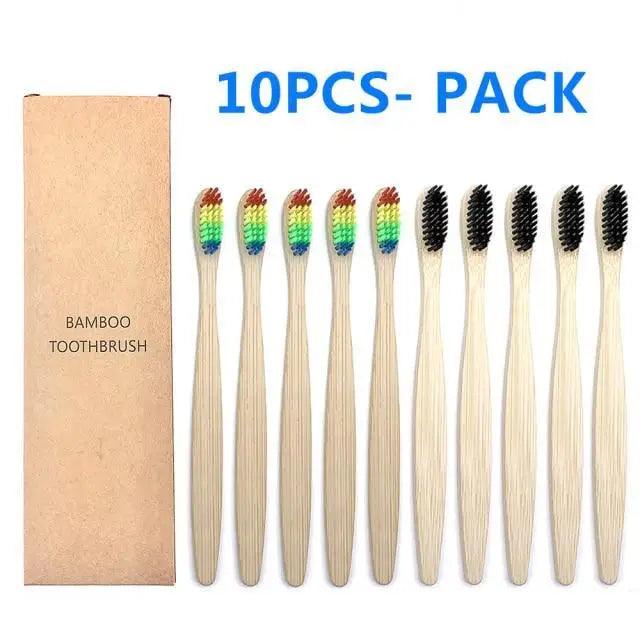 10 Pcs Natural Colorful Toothbrush Eco Friendly Soft Bamboo Toothbrush Bamboo Tooth Dental Oral Care Wood Tooth Brushes Stevvex
