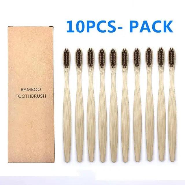 10 Pcs Natural Colorful Toothbrush Eco Friendly Soft Bamboo Toothbrush Bamboo Tooth Dental Oral Care Wood Tooth Brushes Stevvex