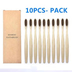 10 Pcs Natural Colorful Toothbrush Eco Friendly Soft Bamboo Toothbrush Bamboo Tooth Dental Oral Care Wood Tooth Brushes Stevvex
