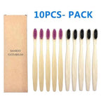 10 Pcs Natural Colorful Toothbrush Eco Friendly Soft Bamboo Toothbrush Bamboo Tooth Dental Oral Care Wood Tooth Brushes Stevvex