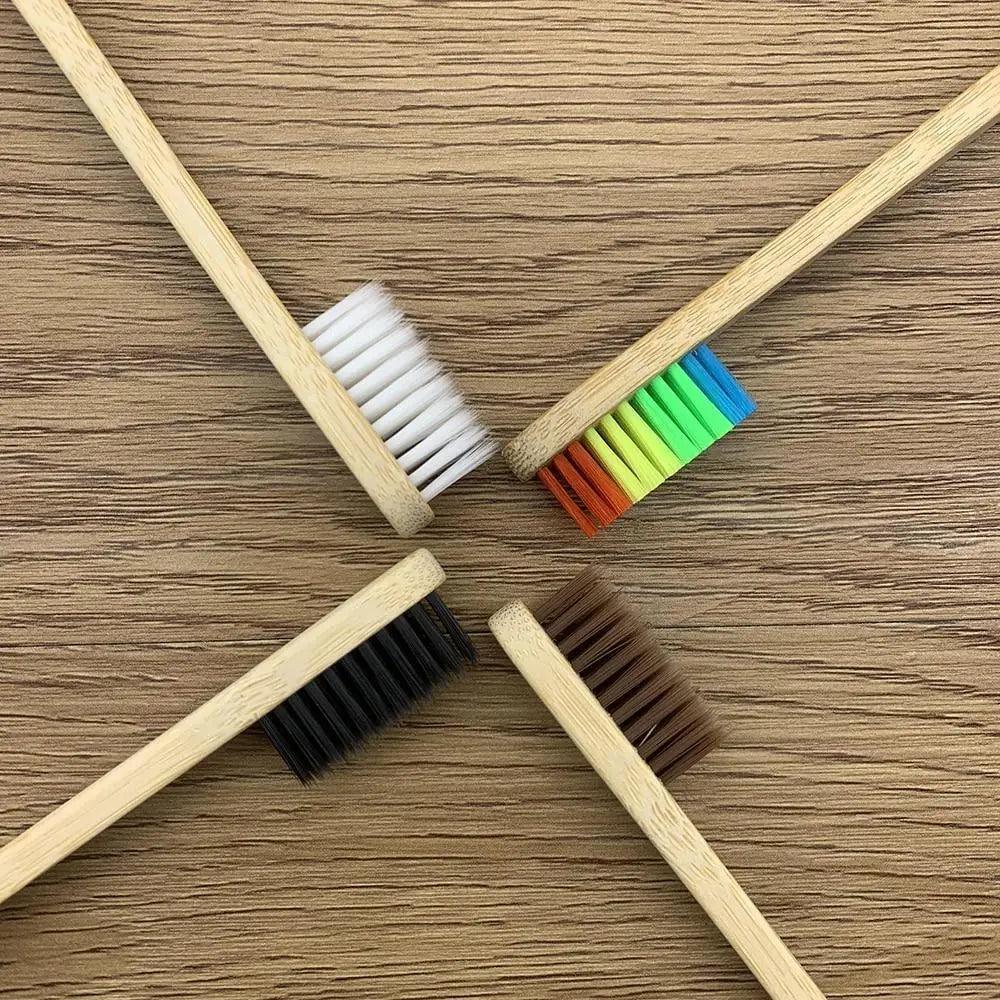 10 Pcs Natural Colorful Toothbrush Eco Friendly Soft Bamboo Toothbrush Bamboo Tooth Dental Oral Care Wood Tooth Brushes Stevvex