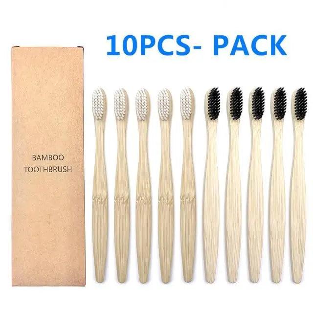 10 Pcs Natural Colorful Toothbrush Eco Friendly Soft Bamboo Toothbrush Bamboo Tooth Dental Oral Care Wood Tooth Brushes Stevvex