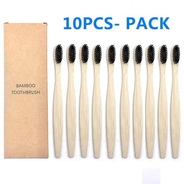 10 Pcs Natural Colorful Toothbrush Eco Friendly Soft Bamboo Toothbrush Bamboo Tooth Dental Oral Care Wood Tooth Brushes Stevvex
