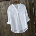 100% cotton white blouse women shirt spring summer elegant V-Neck ladies tops haut femme blusa womens tops and blouses - SJB-DIAMOND ELITES