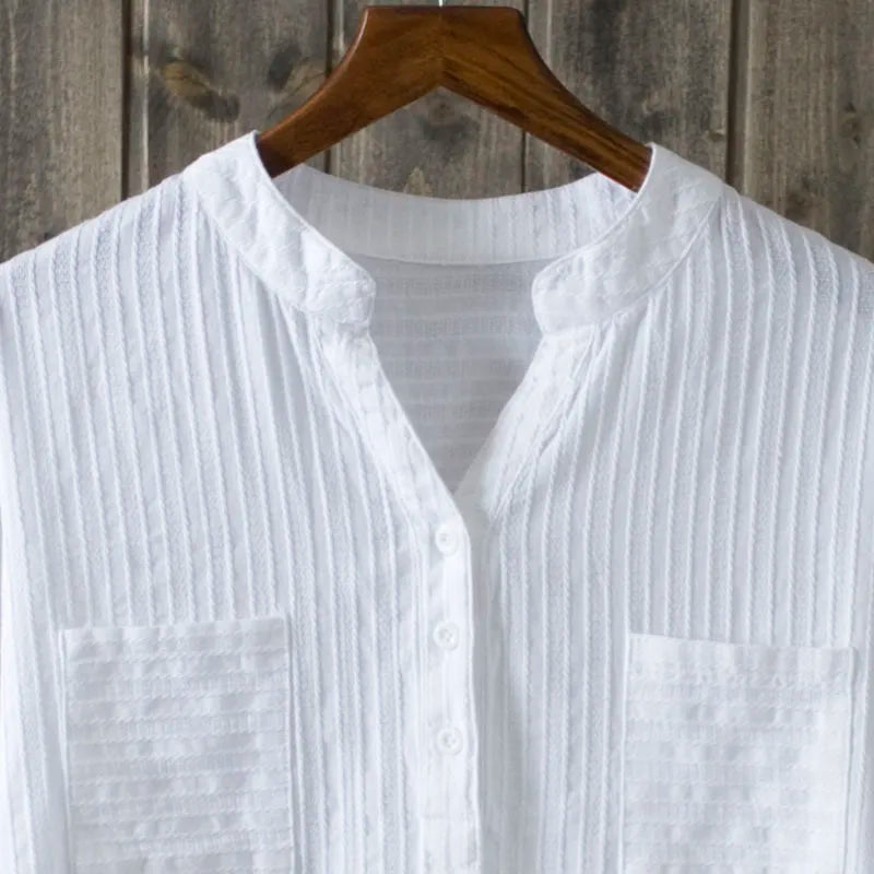 100% cotton white blouse women shirt spring summer elegant V-Neck ladies tops haut femme blusa womens tops and blouses - SJB-DIAMOND ELITES
