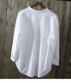 100% cotton white blouse women shirt spring summer elegant V-Neck ladies tops haut femme blusa womens tops and blouses - SJB-DIAMOND ELITES