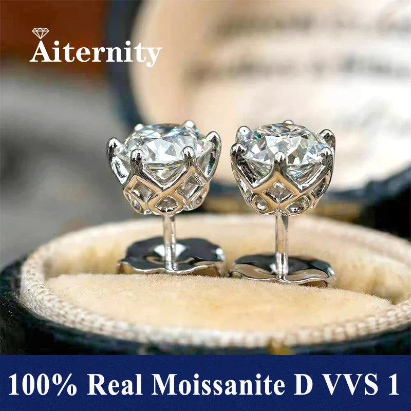 GRA Certified 100% Moissanite Earrings 925 Sterling Silver Studs For Women BandsCo Straps