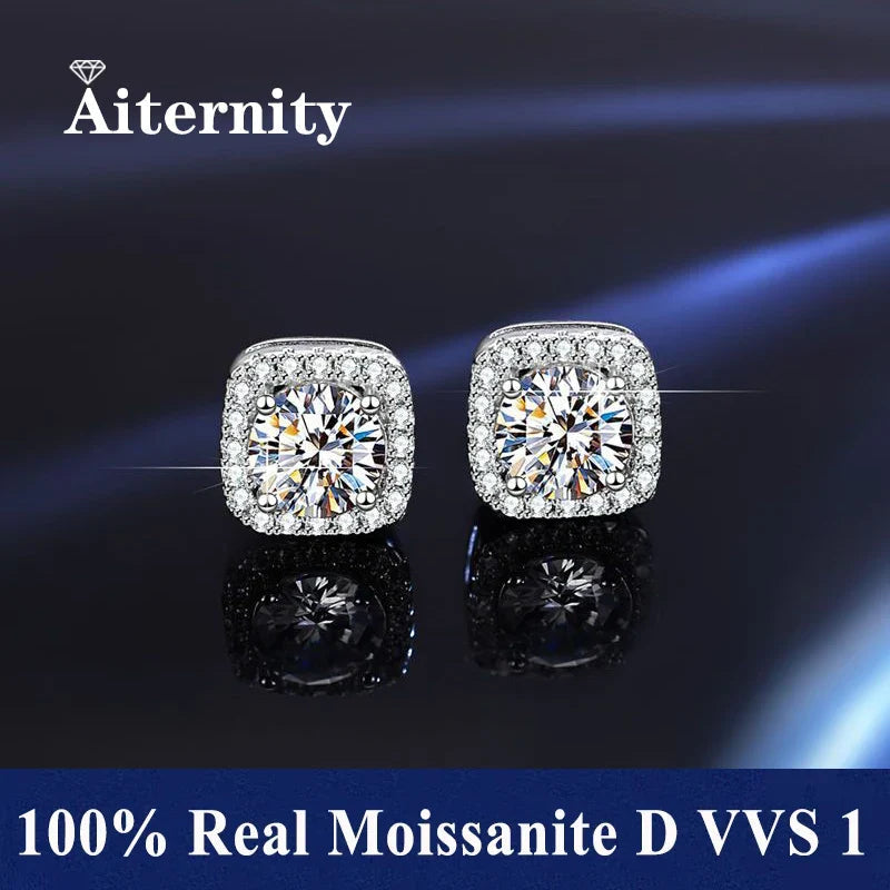 GRA Certified 100% Moissanite Earrings 925 Sterling Silver Studs For Women BandsCo Straps