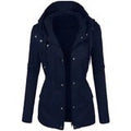 Women's fashion solid color lapel biker jacket Pi-Mart