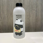 1000ml Water Bottles Cute Panda Bear Cup With Straw Transparent Cartoon Water Bottle Drinkware Frosted Cup Leak-proof  Plastic Straw Cartoon Frosted Leak Proof Panda Bear Pattern Transparent Water Cup Sports Drink Water Bottle Stevvex
