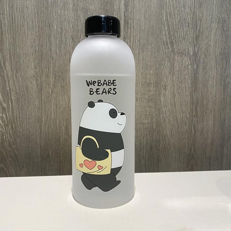 1000ml Water Bottles Cute Panda Bear Cup With Straw Transparent Cartoon Water Bottle Drinkware Frosted Cup Leak-proof  Plastic Straw Cartoon Frosted Leak Proof Panda Bear Pattern Transparent Water Cup Sports Drink Water Bottle Stevvex