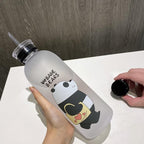 1000ml Water Bottles Cute Panda Bear Cup With Straw Transparent Cartoon Water Bottle Drinkware Frosted Cup Leak-proof  Plastic Straw Cartoon Frosted Leak Proof Panda Bear Pattern Transparent Water Cup Sports Drink Water Bottle Stevvex