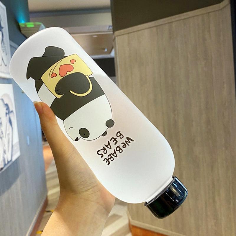 1000ml Water Bottles Cute Panda Bear Cup With Straw Transparent Cartoon Water Bottle Drinkware Frosted Cup Leak-proof  Plastic Straw Cartoon Frosted Leak Proof Panda Bear Pattern Transparent Water Cup Sports Drink Water Bottle Stevvex