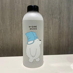 1000ml Water Bottles Cute Panda Bear Cup With Straw Transparent Cartoon Water Bottle Drinkware Frosted Cup Leak-proof  Plastic Straw Cartoon Frosted Leak Proof Panda Bear Pattern Transparent Water Cup Sports Drink Water Bottle Stevvex