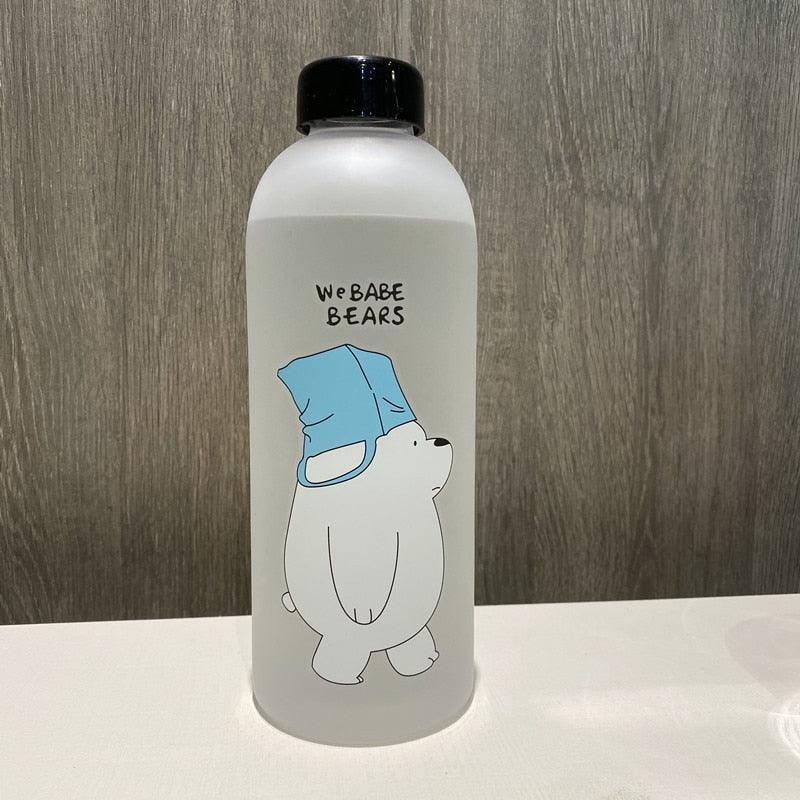 1000ml Water Bottles Cute Panda Bear Cup With Straw Transparent Cartoon Water Bottle Drinkware Frosted Cup Leak-proof  Plastic Straw Cartoon Frosted Leak Proof Panda Bear Pattern Transparent Water Cup Sports Drink Water Bottle Stevvex