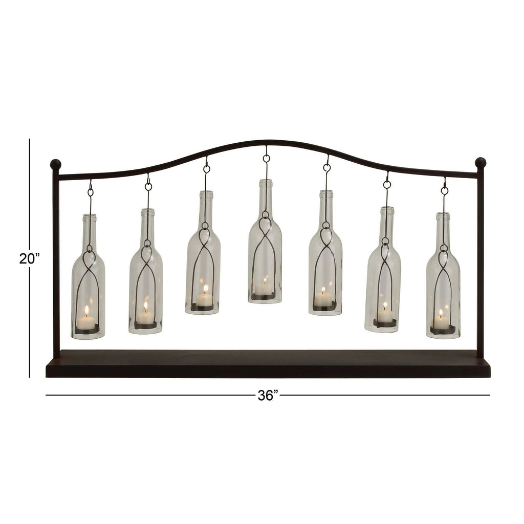 DecMode 7 Holder Black Metal Hanging Bottle Decorative Candle Lantern EasyOptionXY LLC