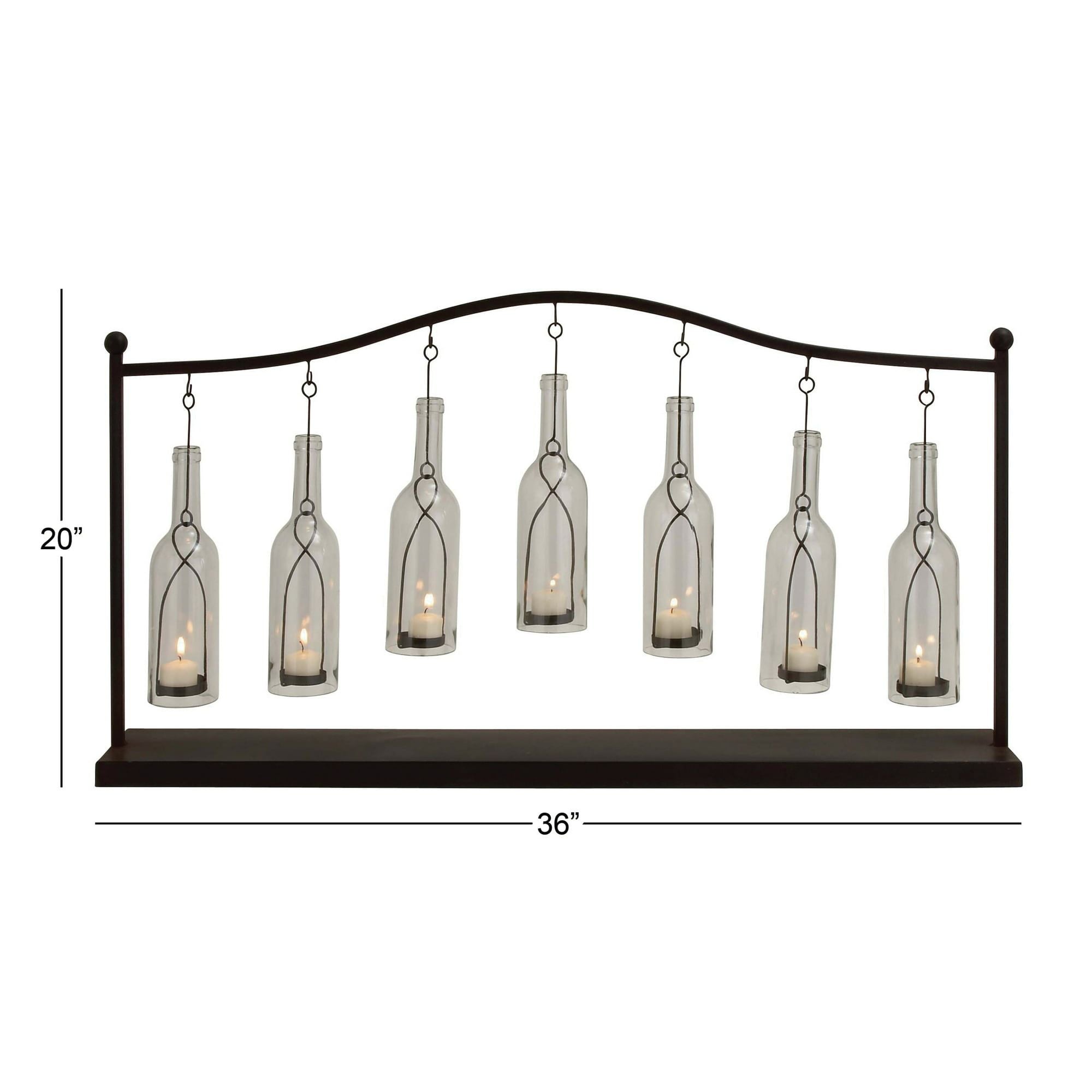 DecMode 7 Holder Black Metal Hanging Bottle Decorative Candle Lantern EasyOptionXY LLC