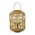 The Novogratz Brown Bamboo Handmade Decorative Candle Lantern with Handle