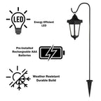 Solar-Powered Outdoor Lights - Set of 2 Weather Resistant Black Hanging Coach Lantern LED Lights with Shepherd Hooks for Mounting by Pure Garden