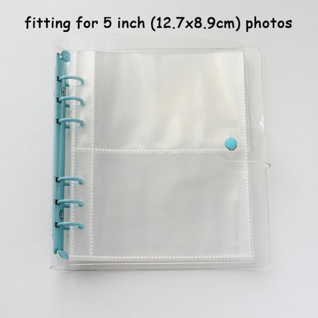 100/200 Pockets Photo Album 3/5 inches Mini Picture Case Name Card Storage Collect Book Photocard Shiny Clear 6-Ring Binder Cover Refillable Notebook Photo Album Stevvex