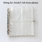 100/200 Pockets Photo Album 3/5 inches Mini Picture Case Name Card Storage Collect Book Photocard Shiny Clear 6-Ring Binder Cover Refillable Notebook Photo Album Stevvex
