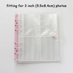 100/200 Pockets Photo Album 3/5 inches Mini Picture Case Name Card Storage Collect Book Photocard Shiny Clear 6-Ring Binder Cover Refillable Notebook Photo Album Stevvex