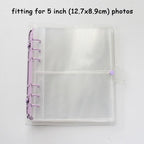 100/200 Pockets Photo Album 3/5 inches Mini Picture Case Name Card Storage Collect Book Photocard Shiny Clear 6-Ring Binder Cover Refillable Notebook Photo Album Stevvex