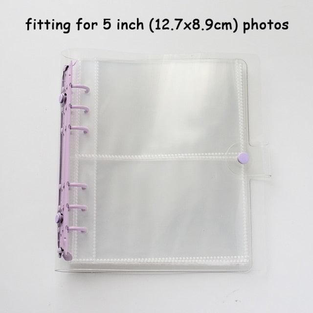 100/200 Pockets Photo Album 3/5 inches Mini Picture Case Name Card Storage Collect Book Photocard Shiny Clear 6-Ring Binder Cover Refillable Notebook Photo Album Stevvex