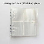 100/200 Pockets Photo Album 3/5 inches Mini Picture Case Name Card Storage Collect Book Photocard Shiny Clear 6-Ring Binder Cover Refillable Notebook Photo Album Stevvex