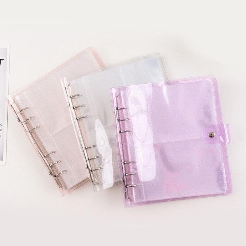 100/200 Pockets Photo Album 3/5 inches Mini Picture Case Name Card Storage Collect Book Photocard Shiny Clear 6-Ring Binder Cover Refillable Notebook Photo Album Stevvex