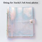 100/200 Pockets Photo Album 3/5 inches Mini Picture Case Name Card Storage Collect Book Photocard Shiny Clear 6-Ring Binder Cover Refillable Notebook Photo Album Stevvex