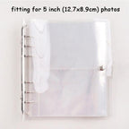 100/200 Pockets Photo Album 3/5 inches Mini Picture Case Name Card Storage Collect Book Photocard Shiny Clear 6-Ring Binder Cover Refillable Notebook Photo Album Stevvex