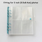 100/200 Pockets Photo Album 3/5 inches Mini Picture Case Name Card Storage Collect Book Photocard Shiny Clear 6-Ring Binder Cover Refillable Notebook Photo Album Stevvex