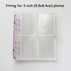 100/200 Pockets Photo Album 3/5 inches Mini Picture Case Name Card Storage Collect Book Photocard Shiny Clear 6-Ring Binder Cover Refillable Notebook Photo Album Stevvex