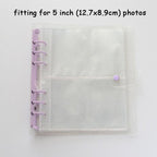 100/200 Pockets Photo Album 3/5 inches Mini Picture Case Name Card Storage Collect Book Photocard Shiny Clear 6-Ring Binder Cover Refillable Notebook Photo Album Stevvex