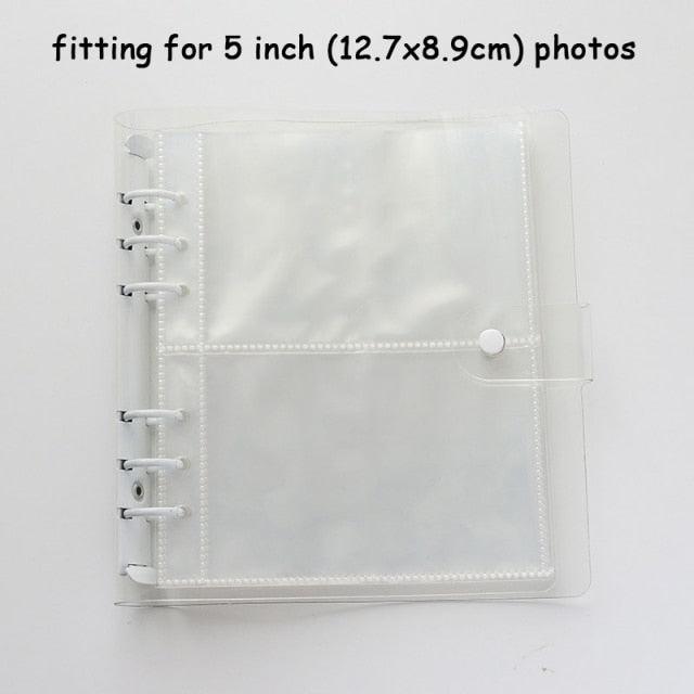 100/200 Pockets Photo Album 3/5 inches Mini Picture Case Name Card Storage Collect Book Photocard Shiny Clear 6-Ring Binder Cover Refillable Notebook Photo Album Stevvex